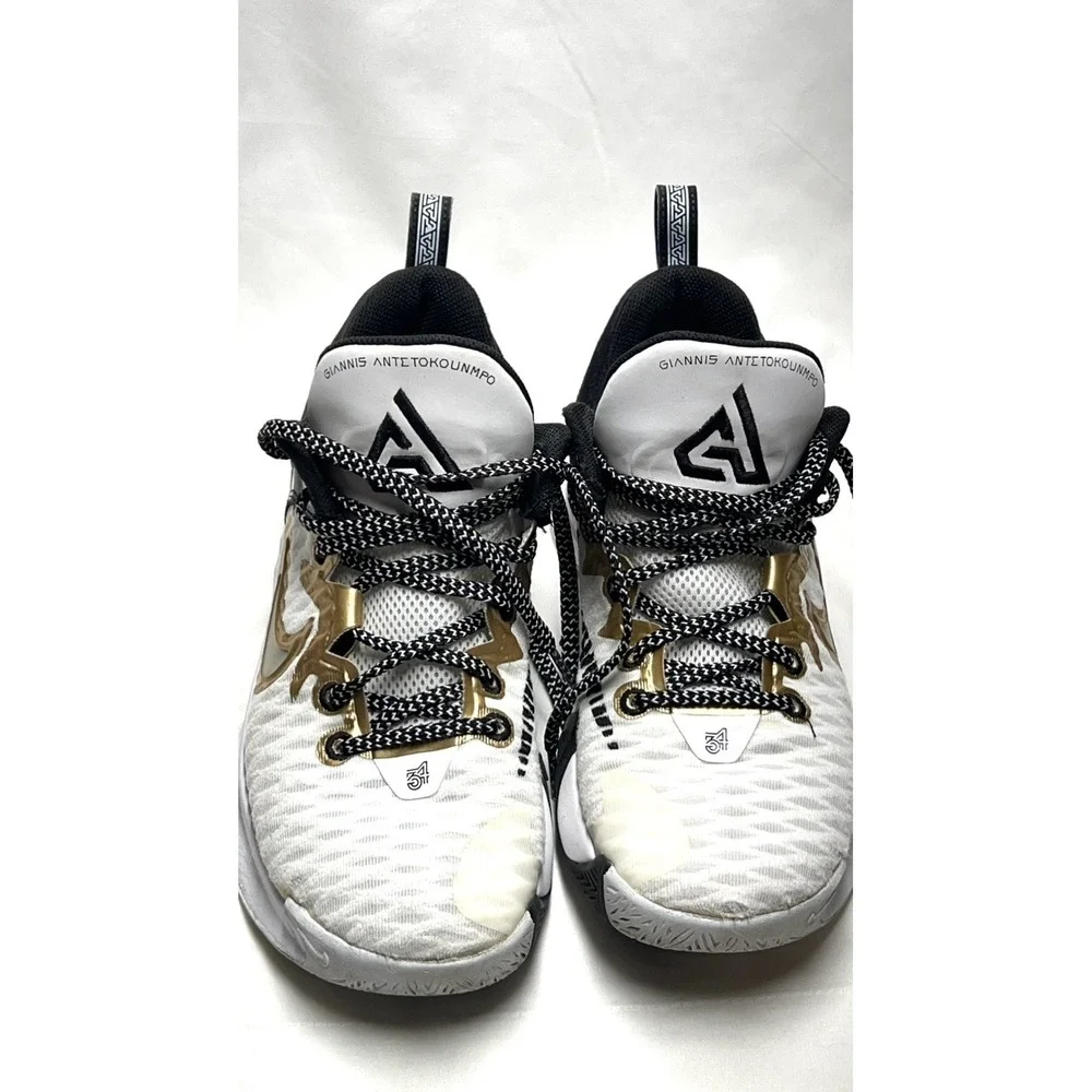 Nike Giannis Immortality Men's Basketball Sneakers White Gold Black Mesh Low Top